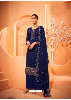 Navy Blue Designer Party Wear Georgette Salwar Suit