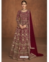 Maroon Designer Wedding Wear Real Georgette Anarkali Suit
