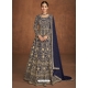 Navy Blue Designer Wedding Wear Real Georgette Anarkali Suit