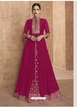 Rose Red Designer Wedding Wear Real Georgette Anarkali Suit