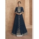 Teal Blue Designer Wedding Wear Real Georgette Anarkali Suit