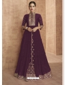 Purple Designer Wedding Wear Real Georgette Anarkali Suit