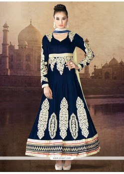 Navy Blue Pure Velvet Designer Anarkali Suits