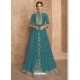 Turquoise Designer Wedding Wear Real Georgette Anarkali Suit