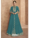 Turquoise Designer Wedding Wear Real Georgette Anarkali Suit