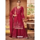 Rose Red Designer Party Wear Chinon Salwar Suit