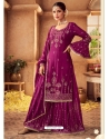 Medium Violet Designer Party Wear Chinon Salwar Suit