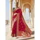 Rose Red Designer Wedding Wear Silk Sari