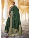 Dark Green Designer Wedding Wear Silk Sari