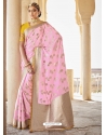 Baby Pink Designer Wedding Wear Silk Sari