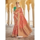 Light Red Designer Wedding Wear Silk Sari