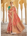 Light Red Designer Wedding Wear Silk Sari