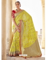 Lemon Designer Wedding Wear Silk Sari