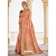 Light Orange Designer Wedding Wear Silk Sari