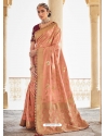 Light Orange Designer Wedding Wear Silk Sari