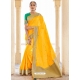 Yellow Designer Wedding Wear Silk Sari