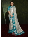 Silver Designer Wedding Wear Silk Sari