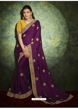 Purple Designer Wedding Wear Silk Sari