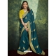 Teal Blue Designer Wedding Wear Silk Sari