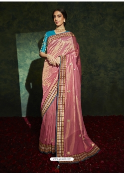 Old Rose Designer Wedding Wear Silk Sari