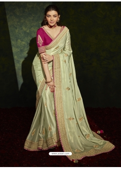 Pista Green Designer Wedding Wear Silk Sari