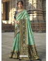 Sea Green Designer Wedding Wear Fancy Silk Sari