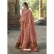 Light Red Designer Wedding Wear Fancy Silk Sari