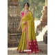 Parrot Green Designer Wedding Wear Fancy Silk Sari