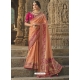 Light Orange Designer Wedding Wear Fancy Silk Sari