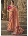 Light Orange Designer Wedding Wear Fancy Silk Sari