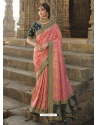 Light Red Designer Wedding Wear Fancy Silk Sari