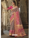Grey Designer Wedding Wear Fancy Silk Sari