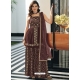 Coffee Readymade Pure Viscose Wedding Palazzo Suit