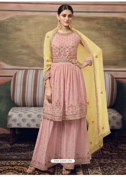Baby Pink Designer Pure Georgette Wedding Sharara Suit