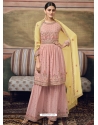 Baby Pink Designer Pure Georgette Wedding Sharara Suit