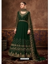 Dark Green Designer Wedding Wear Real Blooming Georgette Anarkali Suit