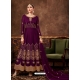 Purple Designer Wedding Wear Real Blooming Georgette Anarkali Suit
