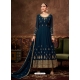 Teal Blue Designer Wedding Wear Real Blooming Georgette Anarkali Suit