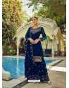 Royal Blue Designer Georgette Wedding Sharara Suit
