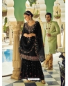 Black Designer Georgette Wedding Sharara Suit