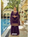 Purple Designer Georgette Wedding Sharara Suit