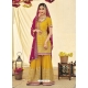 Yellow Designer Faux Georgette Wedding Palazzo Suit