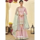 Baby Pink Designer Faux Georgette Wedding Palazzo Suit