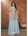 Aqua Grey Designer Readymade Wedding Sharara Suit