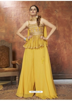 Yellow Designer Readymade Wedding Sharara Suit