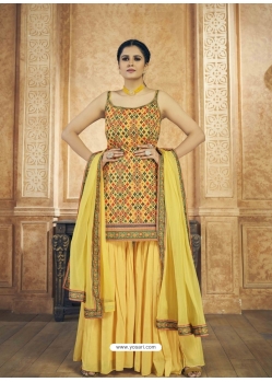 Yellow Designer Readymade Wedding Sharara Suit