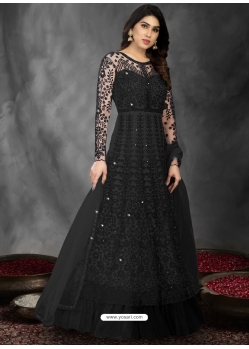 Black Designer Wedding Wear Premium Soft Net Anarkali Suit