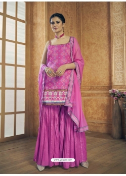 Hot Pink Designer Readymade Wedding Sharara Suit