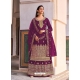 Purple Designer Dola Jacquard Wedding Palazzo Suit