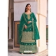 Teal Designer Dola Jacquard Wedding Palazzo Suit